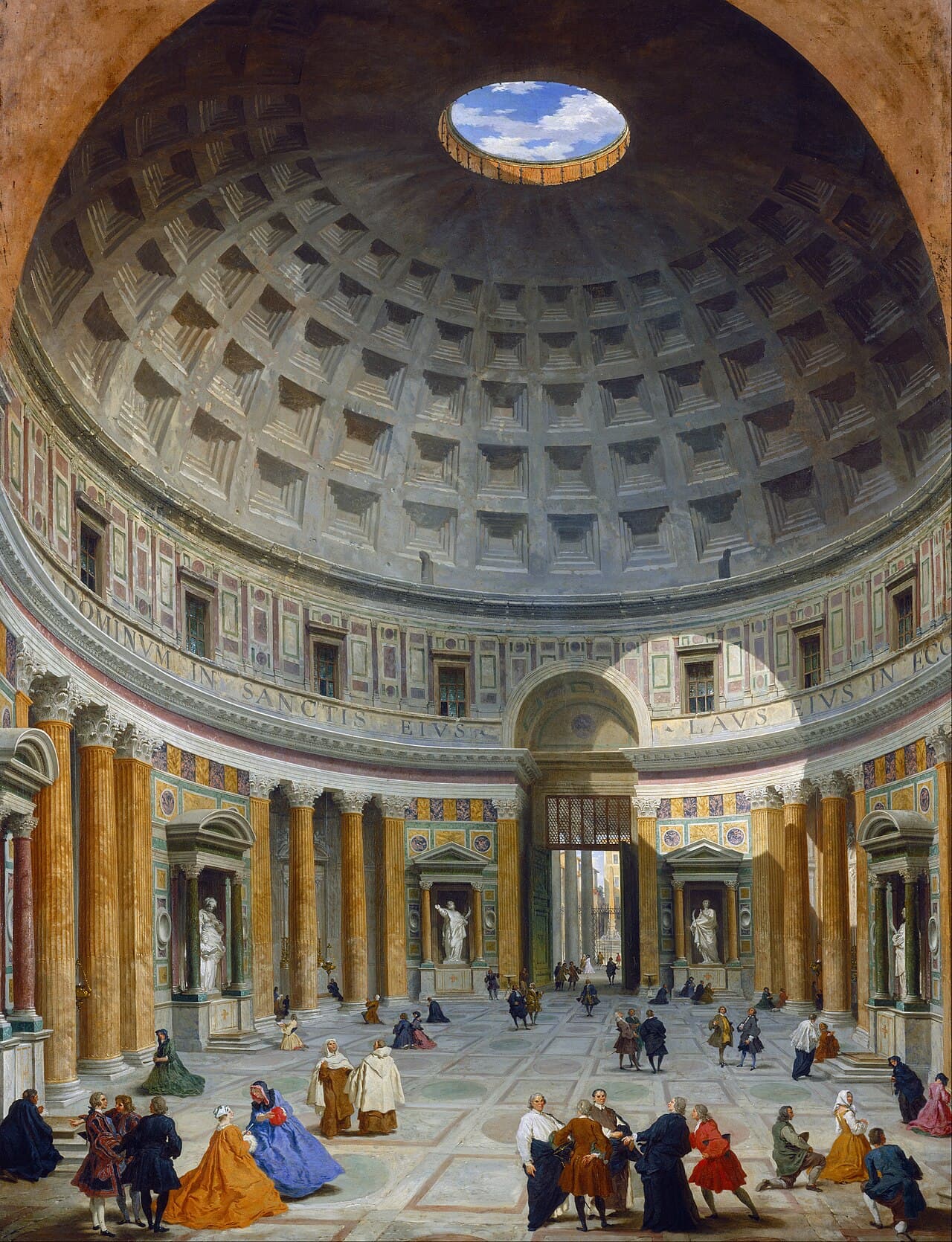 Interior of the Pantheon by Giovanni Paolo Panini, c. 1734 - the building as 18th-century tourists saw it · Public domain